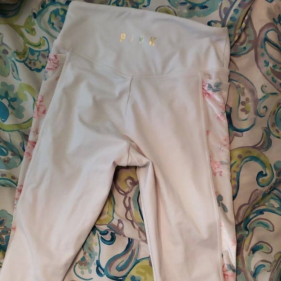 White leggings with floral print on side - Picture 2 of 2